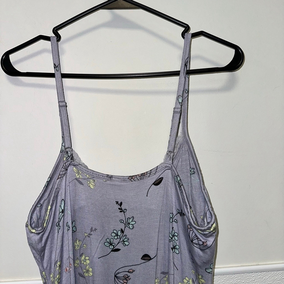 Ambrielle Sleepwear Women’s Purple Floral Chemise Size Medium Nightgown Bra Lace - Picture 8 of 14